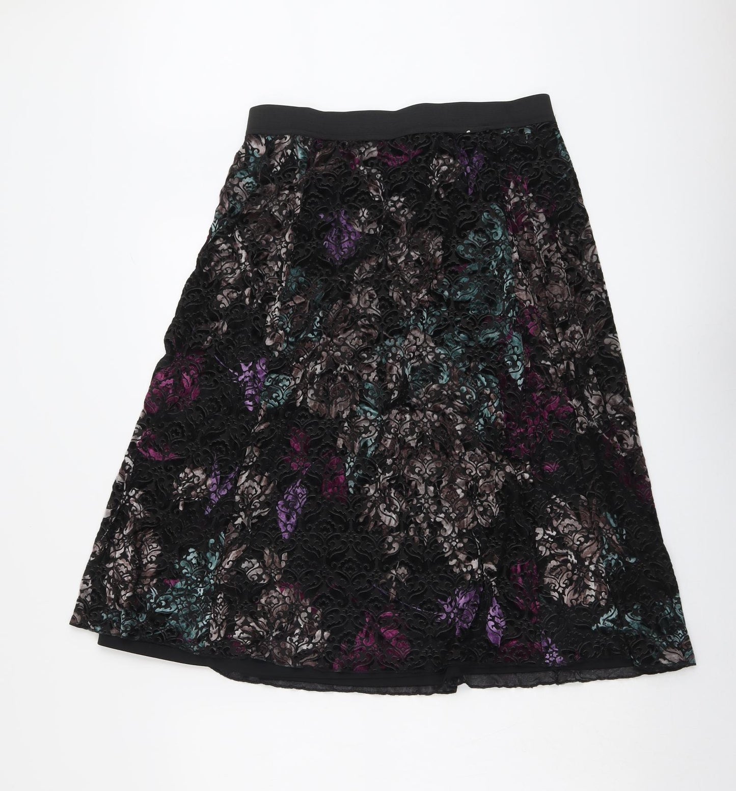 Marks and Spencer Womens Black Geometric Polyamide Swing Skirt Size 12