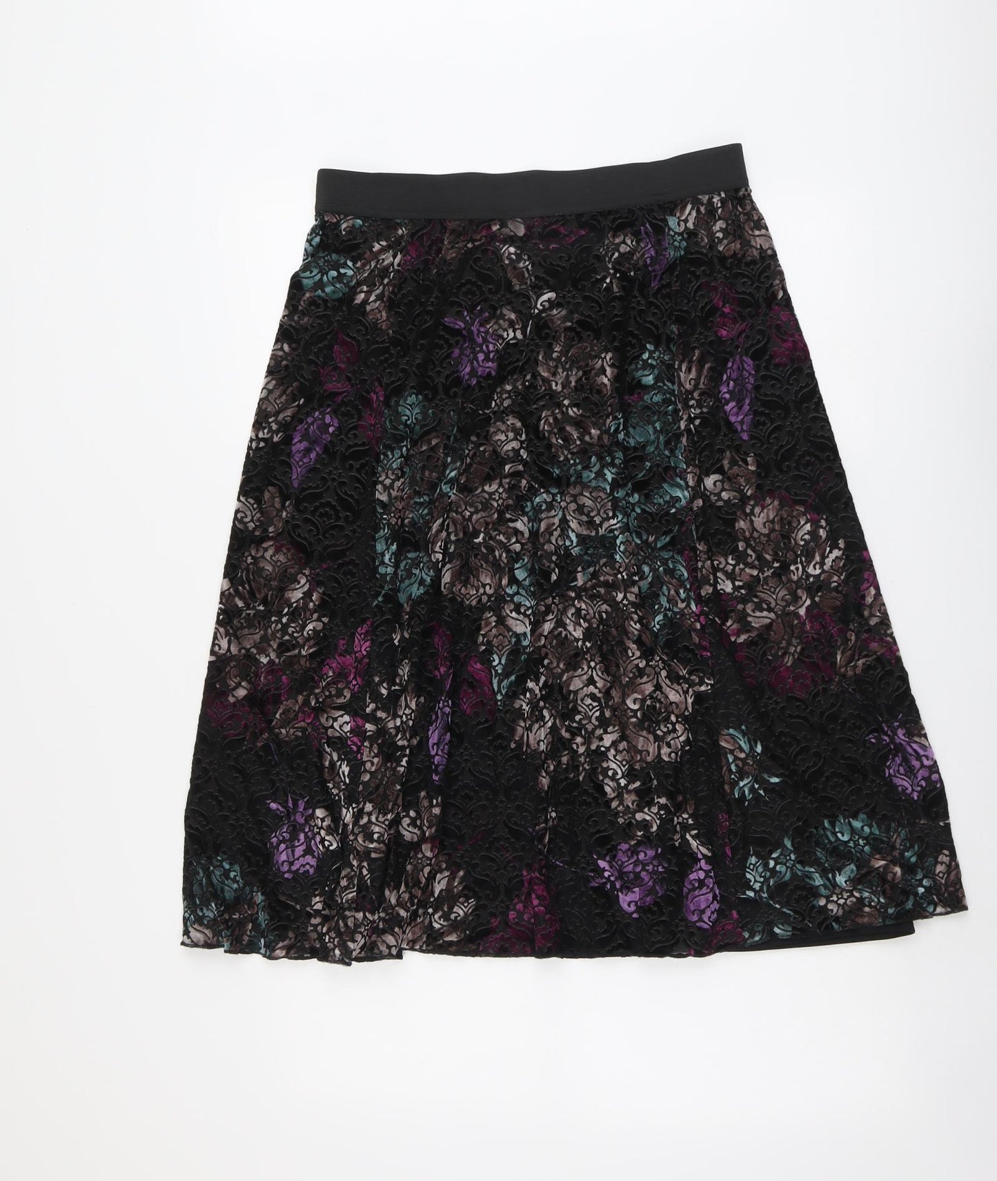 Marks and Spencer Womens Black Geometric Polyamide Swing Skirt Size 12
