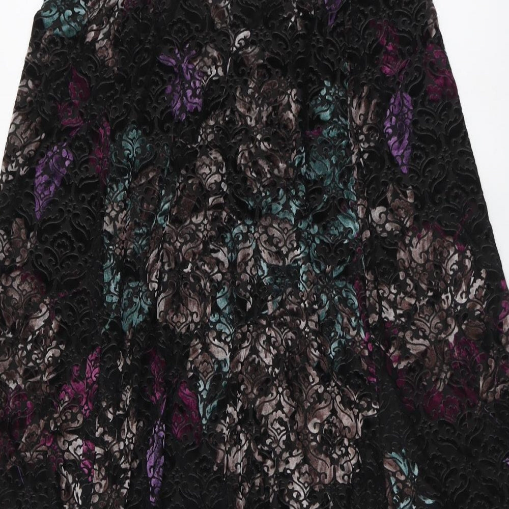 Marks and Spencer Womens Black Geometric Polyamide Swing Skirt Size 12