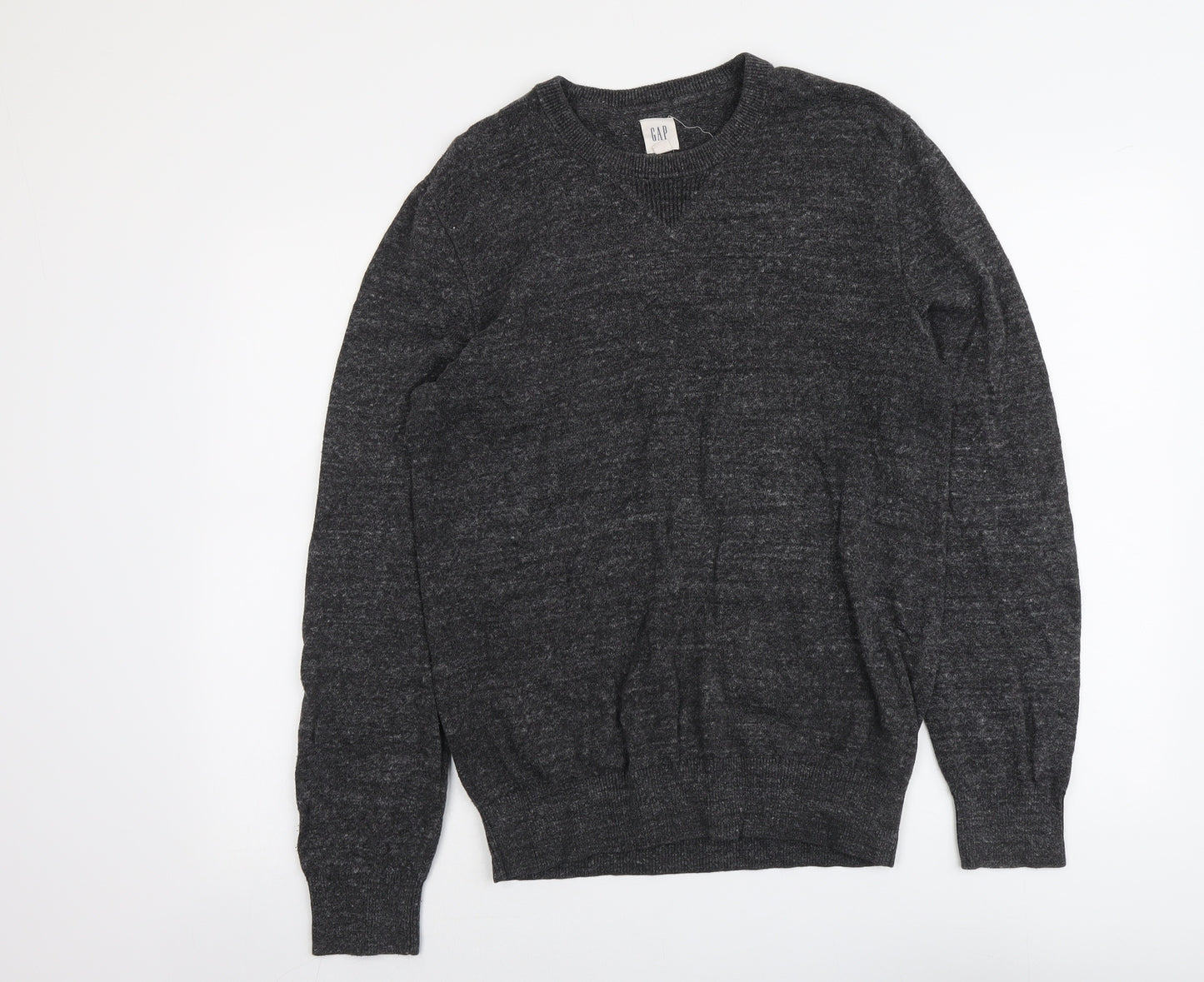 Gap Mens Grey Round Neck Cotton Pullover Jumper Size M Long Sleeve