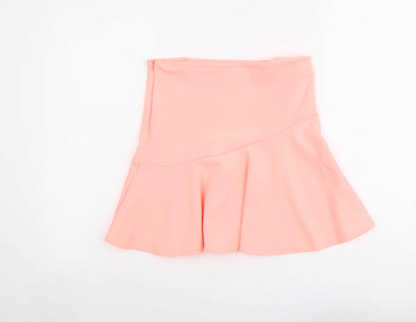 Miss Selfridge Womens Orange Polyester Skater Skirt Size 10 Zip