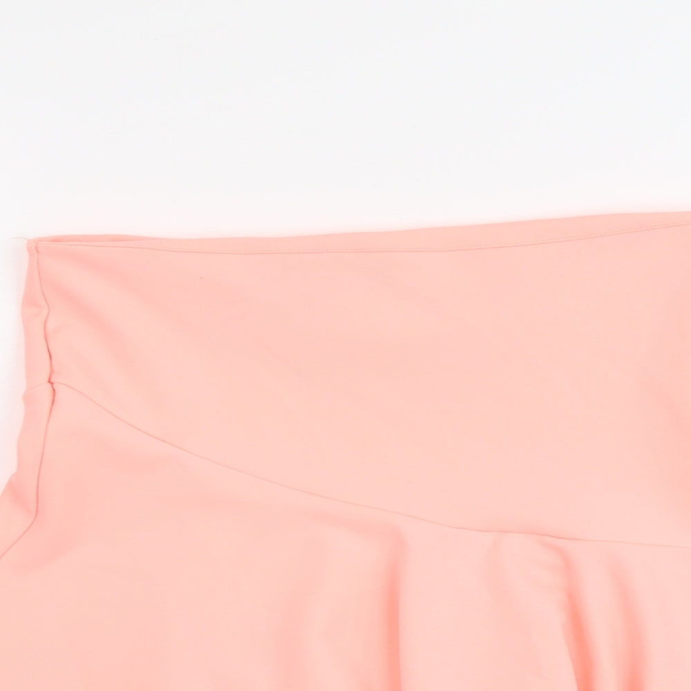 Miss Selfridge Womens Orange Polyester Skater Skirt Size 10 Zip