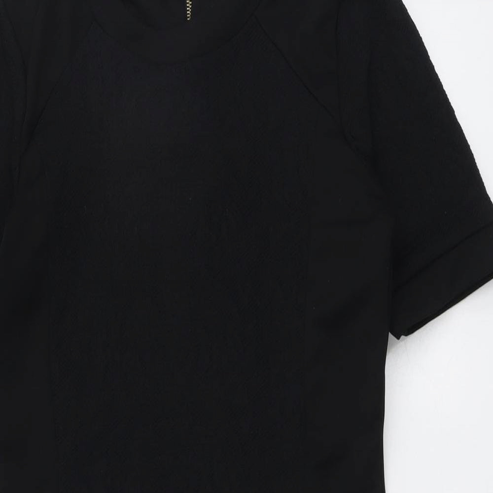River Island Womens Black Polyester A-Line Size 12 Round Neck Zip