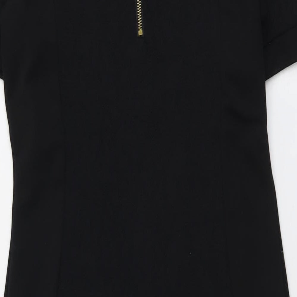 River Island Womens Black Polyester A-Line Size 12 Round Neck Zip