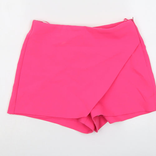 Zara Womens Pink Polyester Wrap Shorts Size M L3 in Regular Zip
