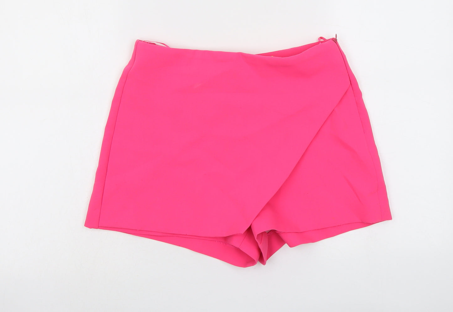 Zara Womens Pink Polyester Wrap Shorts Size M L3 in Regular Zip