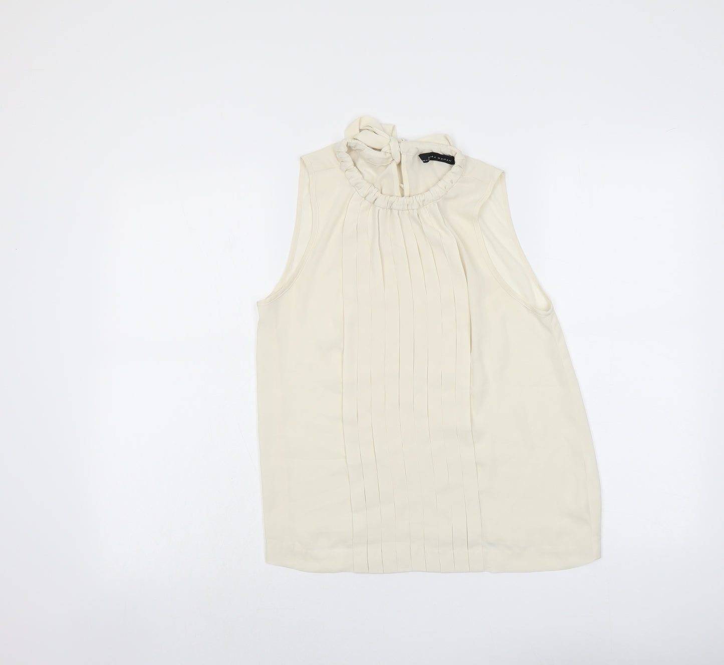 Zara Womens Beige Polyester Basic Tank Size XS Round Neck