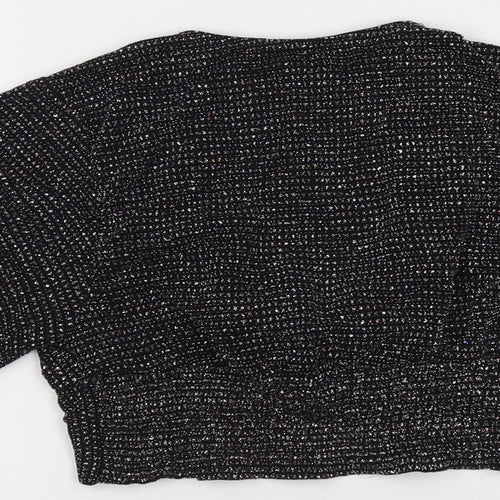 Zara Womens Black Polyester Cropped Blouse Size M V-Neck