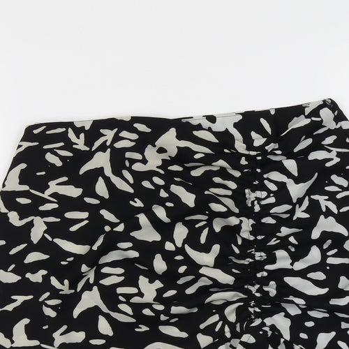 Brave Soul Womens Black Geometric Polyester Skater Skirt Size M Zip