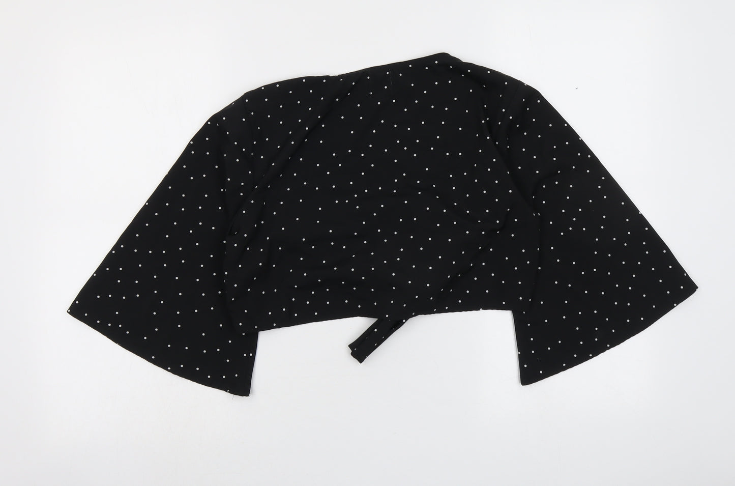 Princess Polly Womens Black Polka Dot Polyester Cropped Blouse Size 8 V-Neck