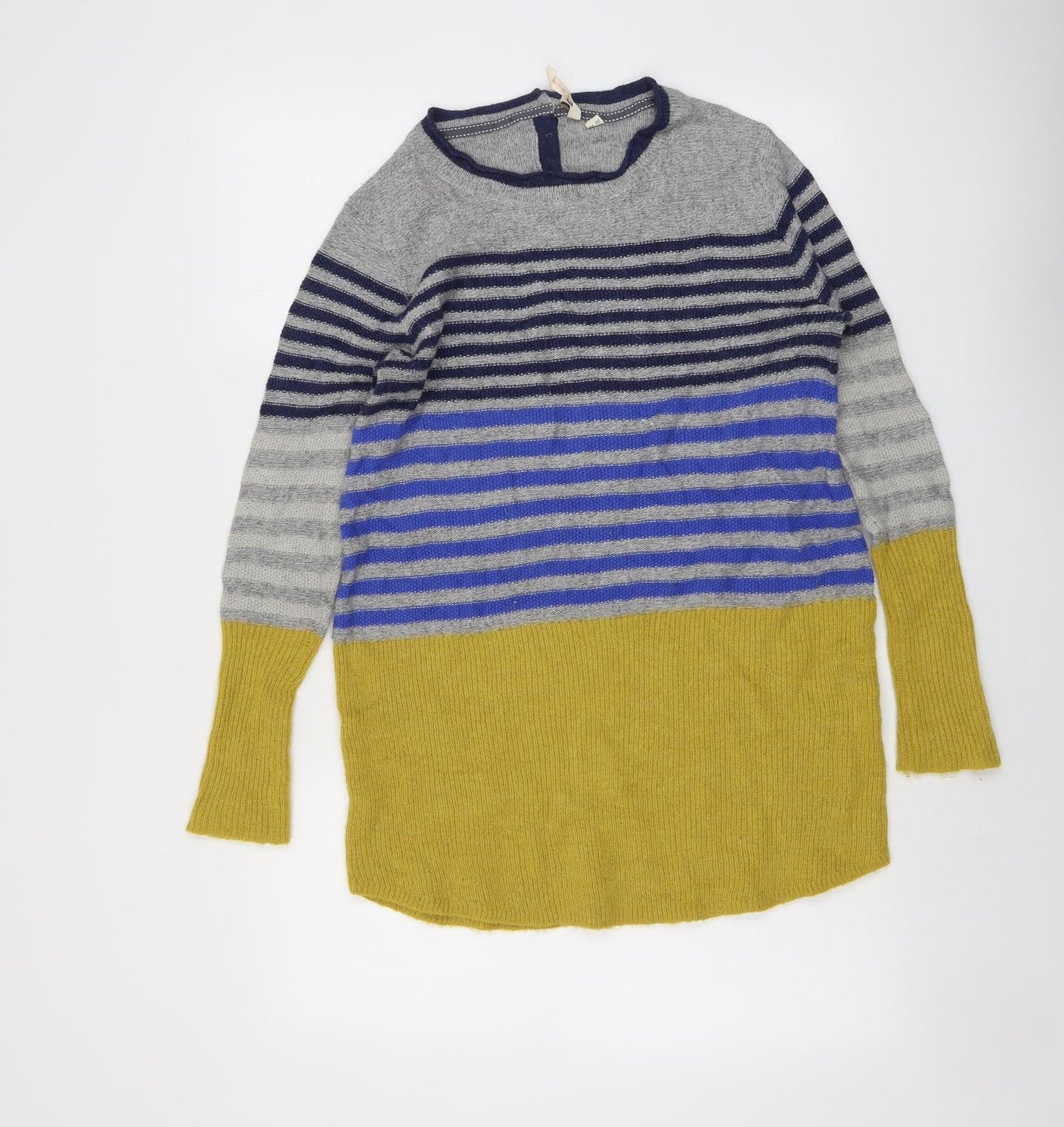 White Stuff Womens Multicoloured Round Neck Striped Nylon Pullover Jumper Size 12