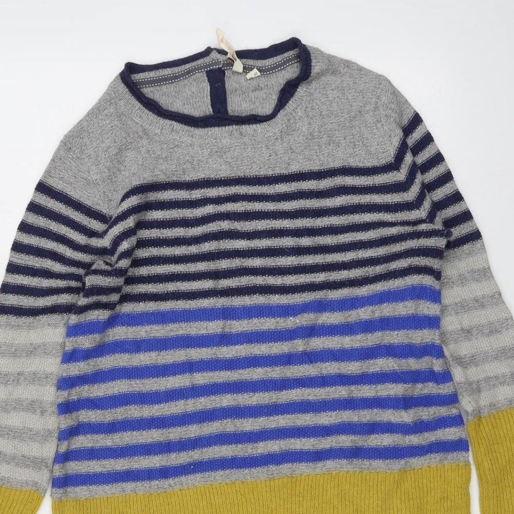 White Stuff Womens Multicoloured Round Neck Striped Nylon Pullover Jumper Size 12