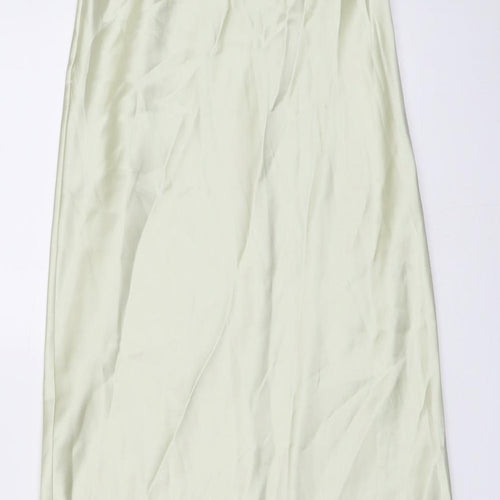 Zara Womens Green Polyester Trapeze & Swing Size XS Off the Shoulder