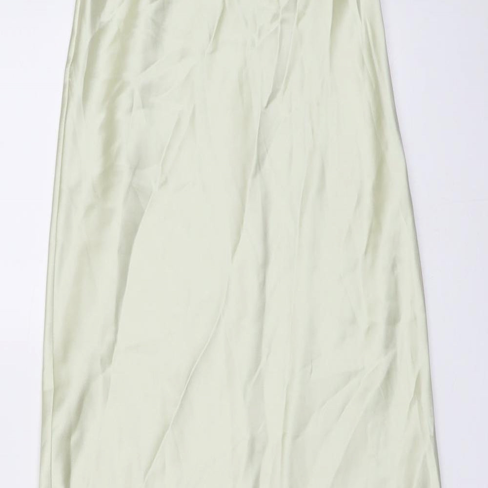 Zara Womens Green Polyester Trapeze & Swing Size XS Off the Shoulder