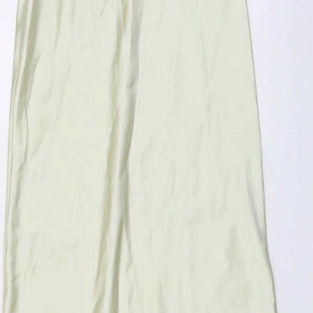 Zara Womens Green Polyester Trapeze & Swing Size XS Off the Shoulder