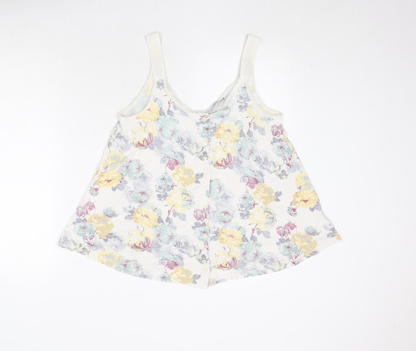 NEXT Womens White Floral Viscose Camisole Tank Size 8 Round Neck