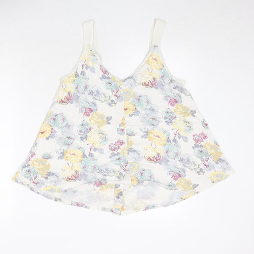 NEXT Womens White Floral Viscose Camisole Tank Size 8 Round Neck