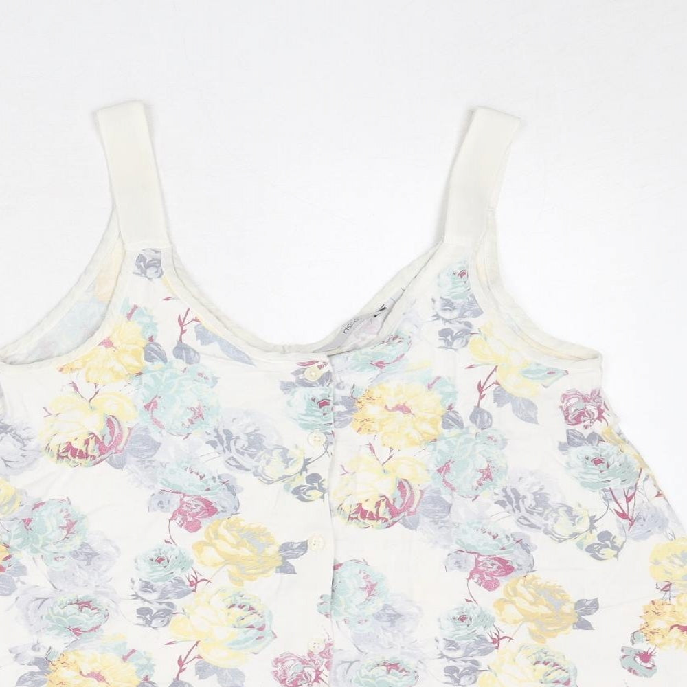 NEXT Womens White Floral Viscose Camisole Tank Size 8 Round Neck