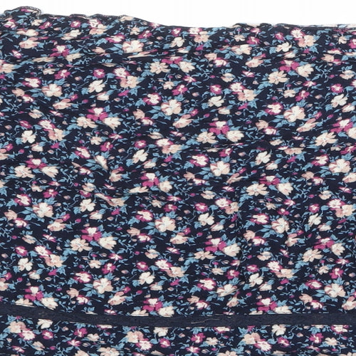 American Eagle Outfitters Womens Blue Geometric Viscose Basic Blouse Size S Boat Neck