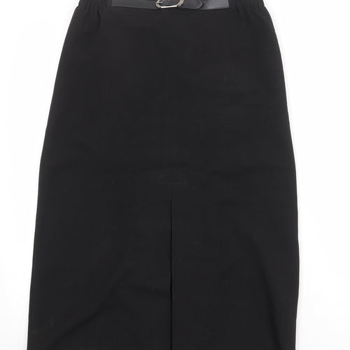 Afibel Womens Black Polyester A-Line Skirt Size 10 Buckle