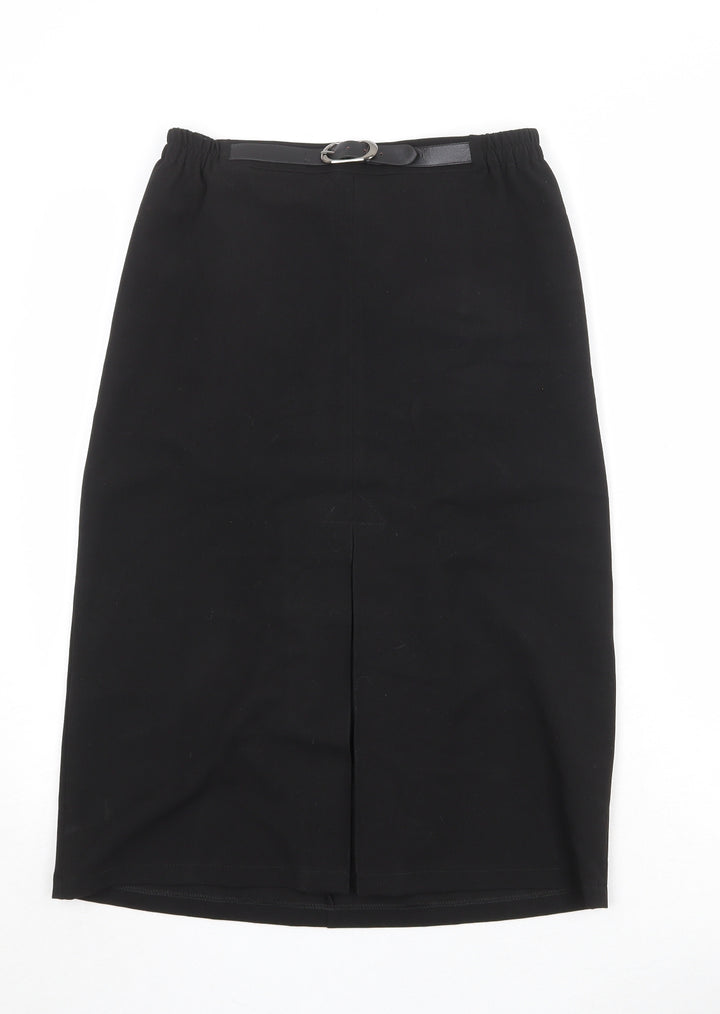 Afibel Womens Black Polyester A-Line Skirt Size 10 Buckle