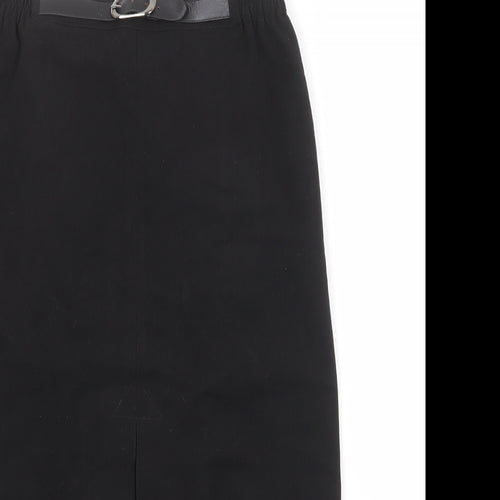 Afibel Womens Black Polyester A-Line Skirt Size 10 Buckle