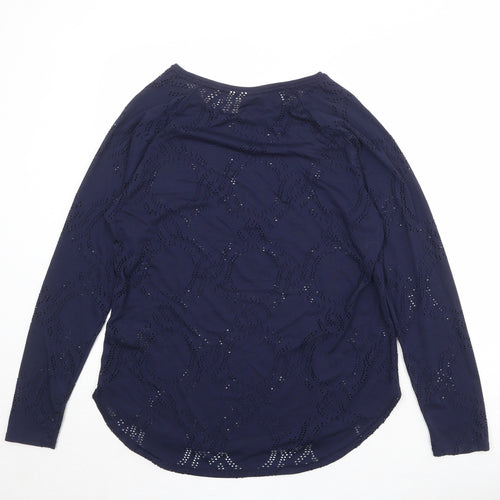H&M Womens Blue Round Neck Geometric Polyester Pullover Jumper Size M