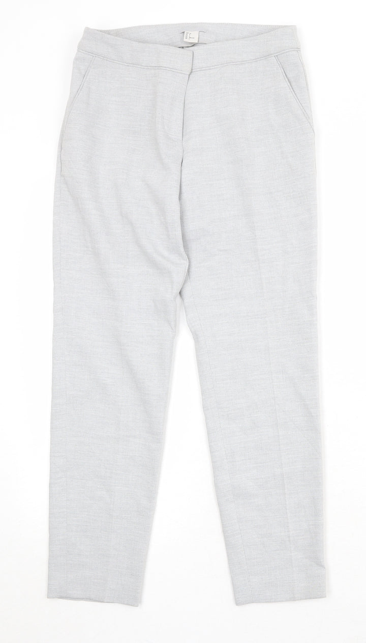 H&M Womens Grey Polyester Trousers Size 8 Regular Zip