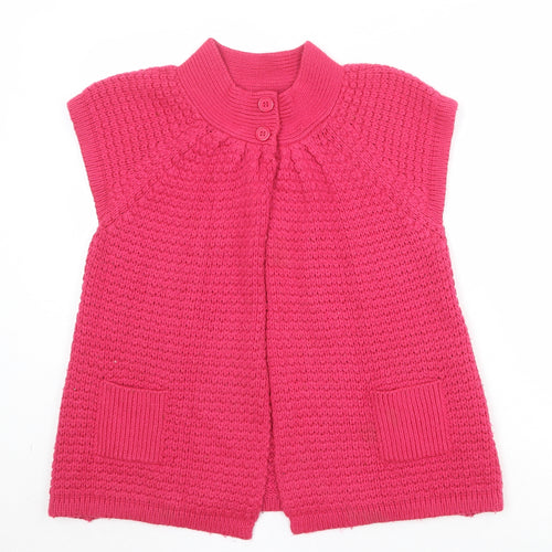 //Text Womens Pink Round Neck Acrylic Cardigan Jumper Size M