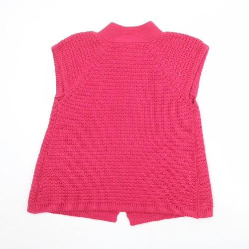 //Text Womens Pink Round Neck Acrylic Cardigan Jumper Size M