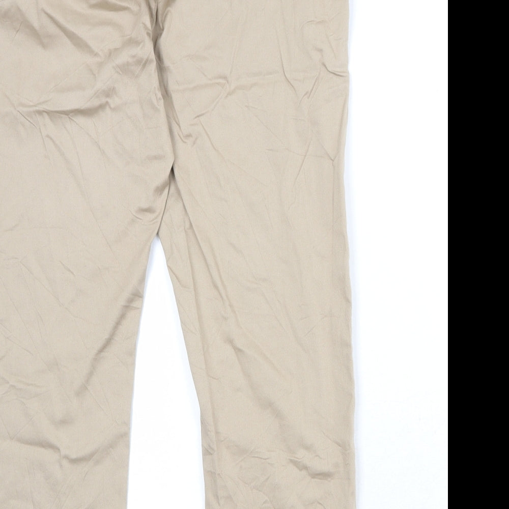 Per Una Womens Beige Cotton Trousers Size 16 Regular Zip