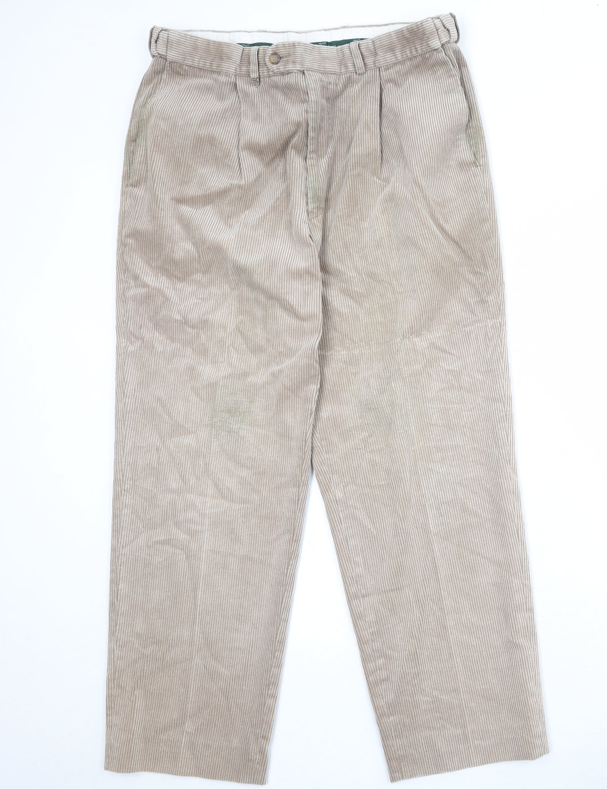 Wolsey Mens Beige Cotton Trousers Size 36 in Regular Zip