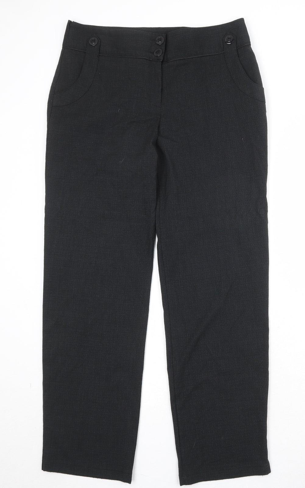 M&Co Womens Black Polyester Dress Pants Trousers Size 12 Regular Zip