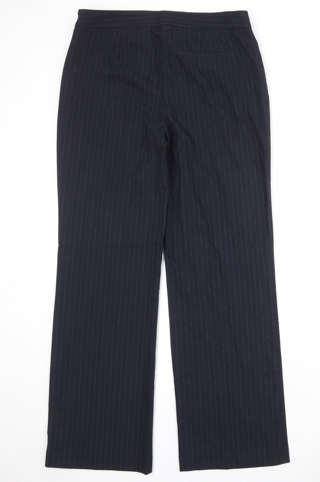 NEXT Womens Blue Striped Polyester Dress Pants Trousers Size 10 Regular Zip