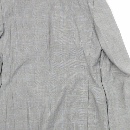 Burton Mens Grey Plaid Polyester Jacket Suit Jacket Size 40 Regular