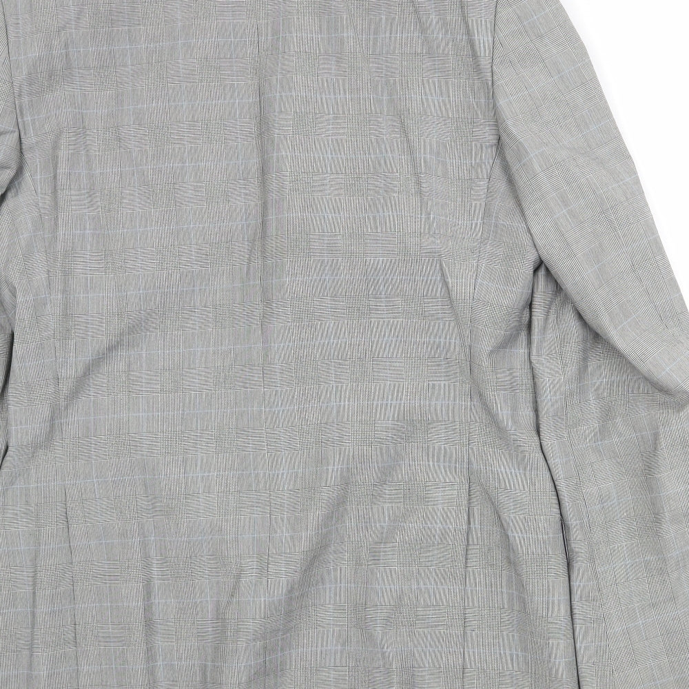 Burton Mens Grey Plaid Polyester Jacket Suit Jacket Size 40 Regular