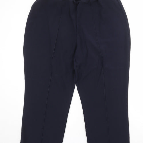 Classic Womens Blue Polyester Trousers Size 20 Regular