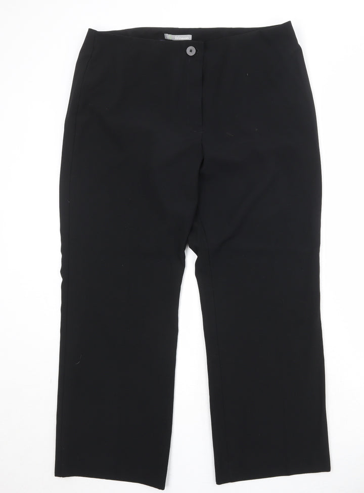 Marks and Spencer Womens Black Polyester Trousers Size 16 Regular Zip