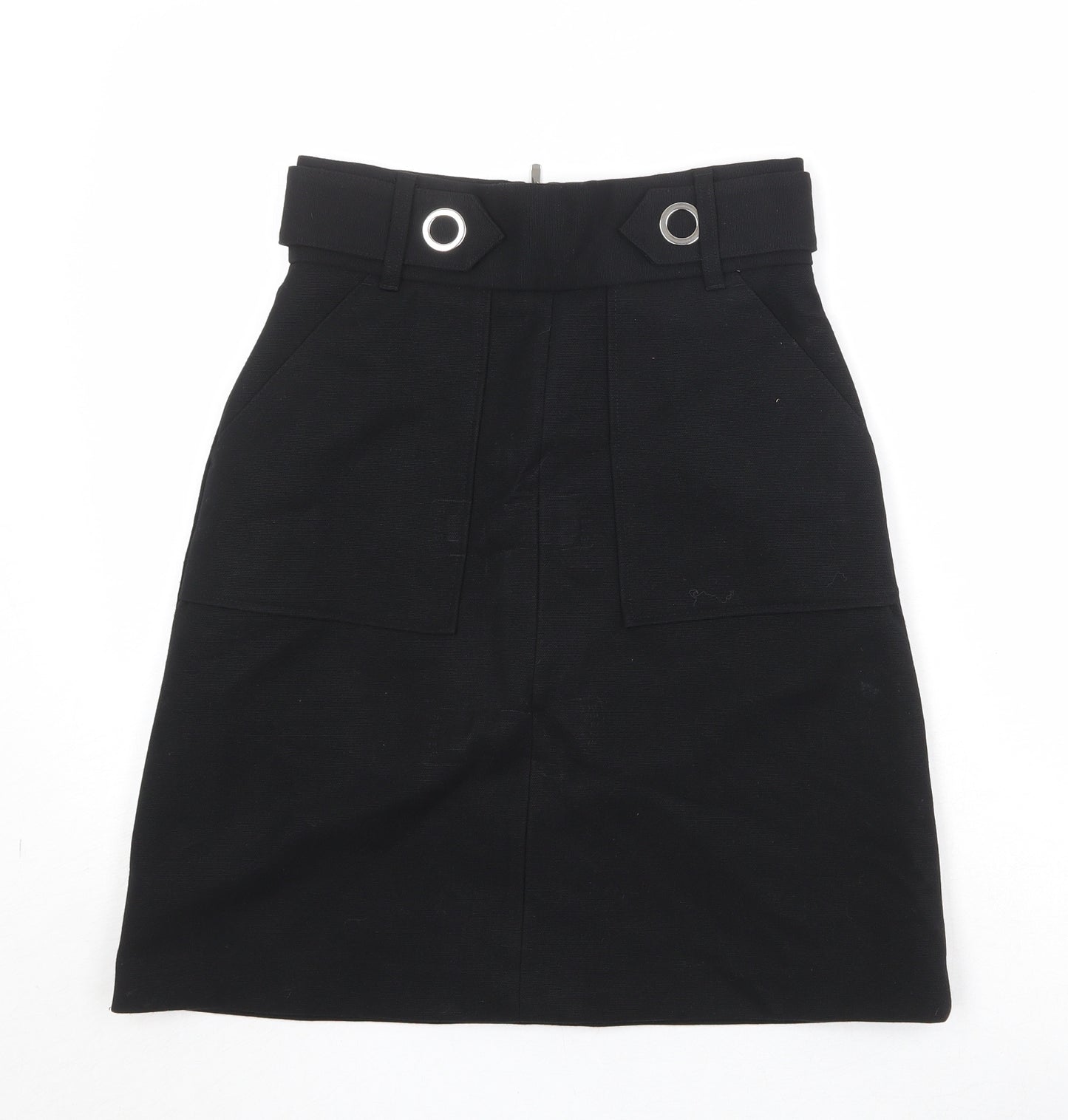 H&M Womens Black Polyester A-Line Skirt Size 26 in Zip