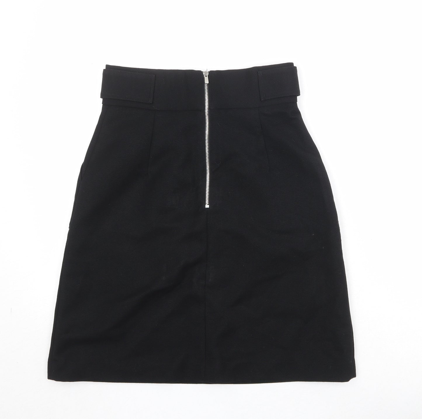 H&M Womens Black Polyester A-Line Skirt Size 26 in Zip