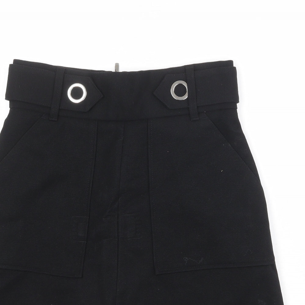 H&M Womens Black Polyester A-Line Skirt Size 26 in Zip
