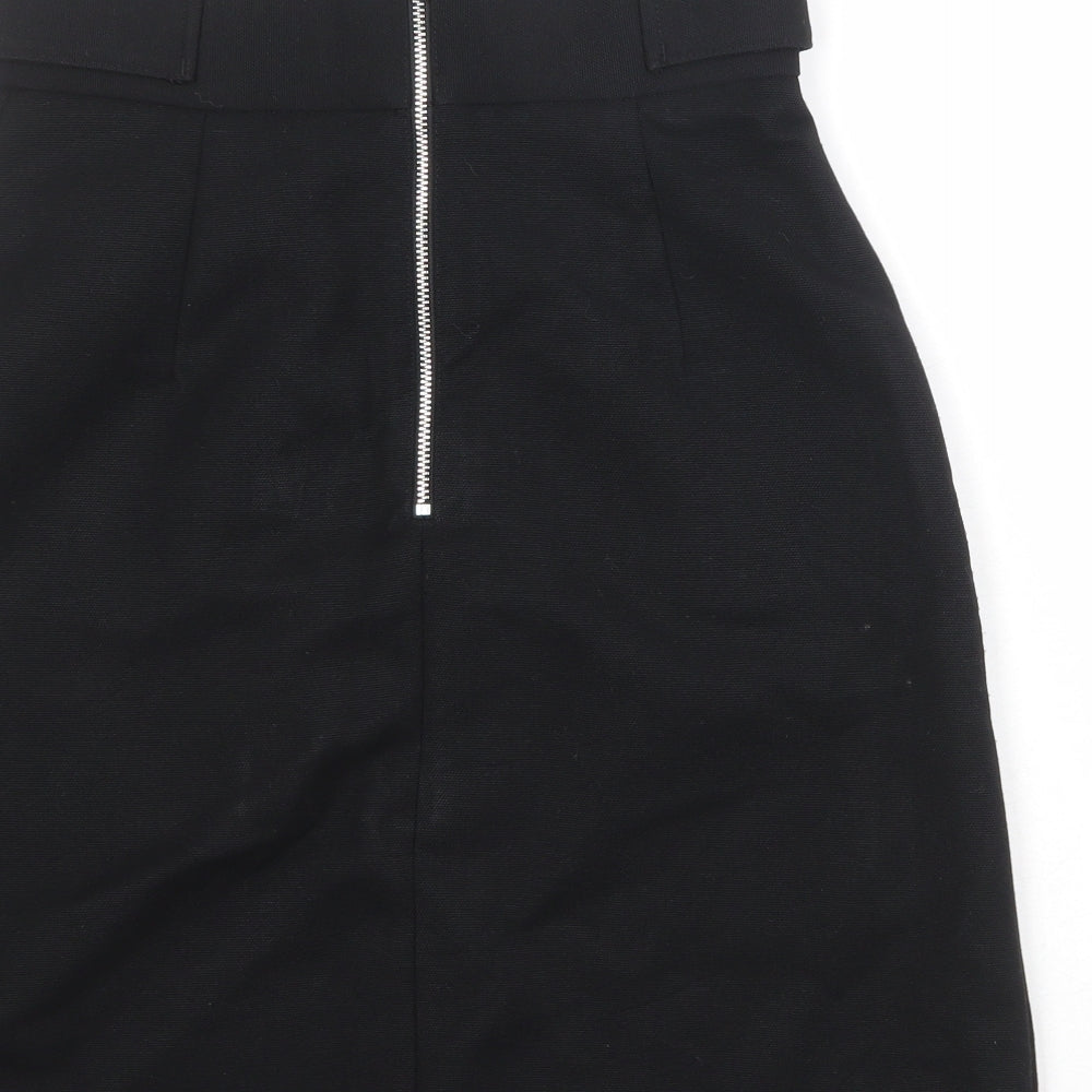 H&M Womens Black Polyester A-Line Skirt Size 26 in Zip