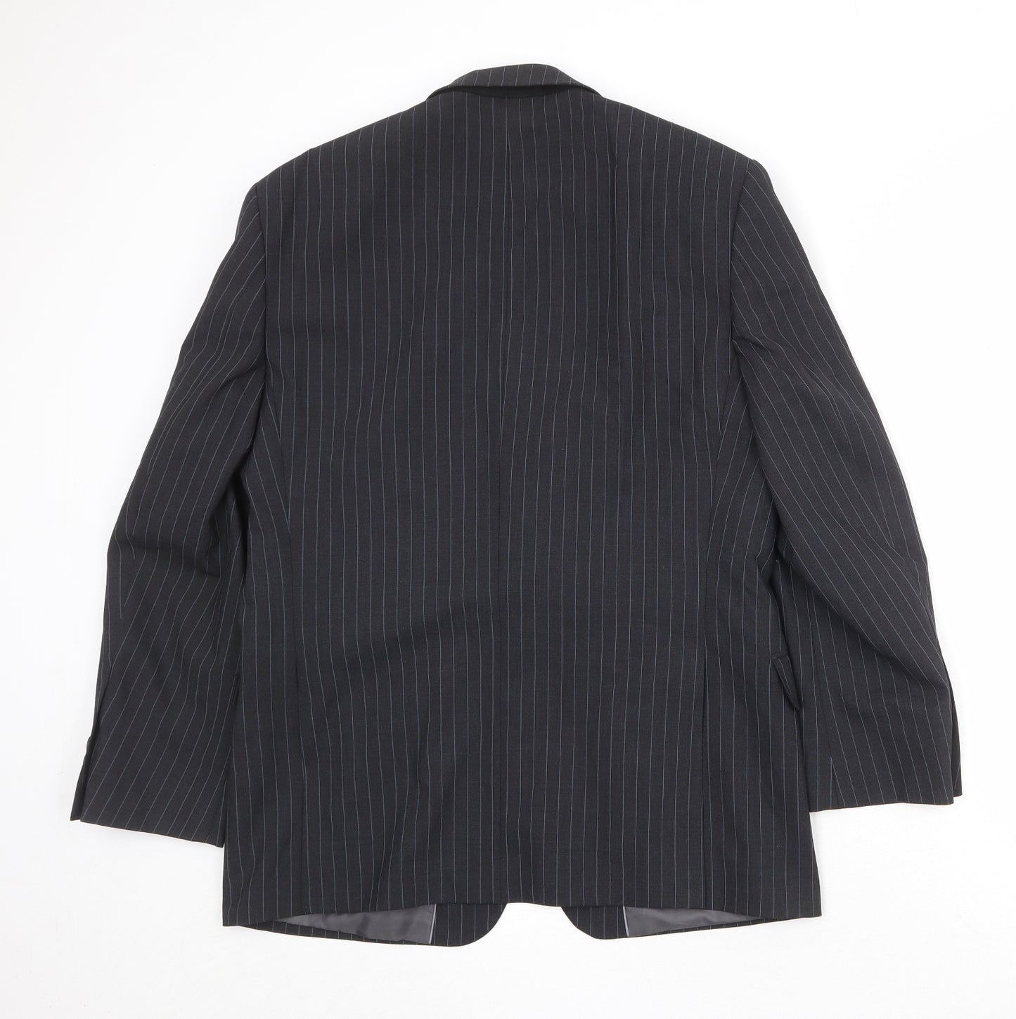 Marks and Spencer Mens Black Striped Polyester Jacket Suit Jacket Size 40 Regular