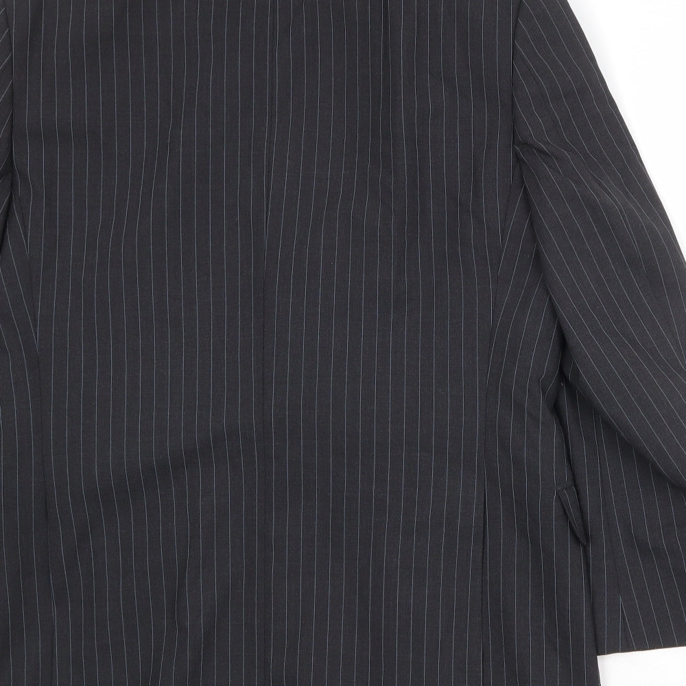 Marks and Spencer Mens Black Striped Polyester Jacket Suit Jacket Size 40 Regular
