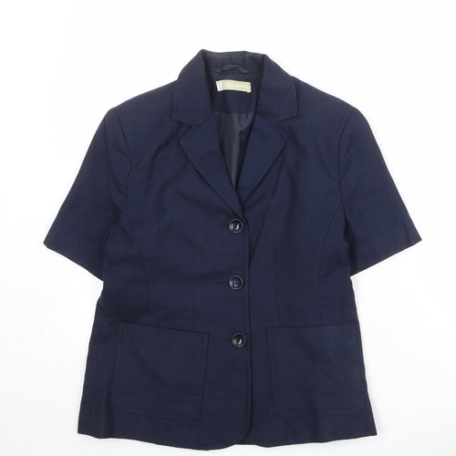 Susan Berman Womens Blue Polyester Jacket Blazer Size 10