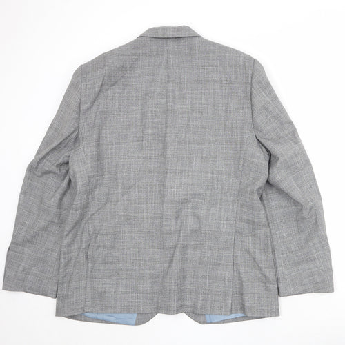 Marks and Spencer Mens Grey Plaid Polyester Jacket Suit Jacket Size 44 Regular