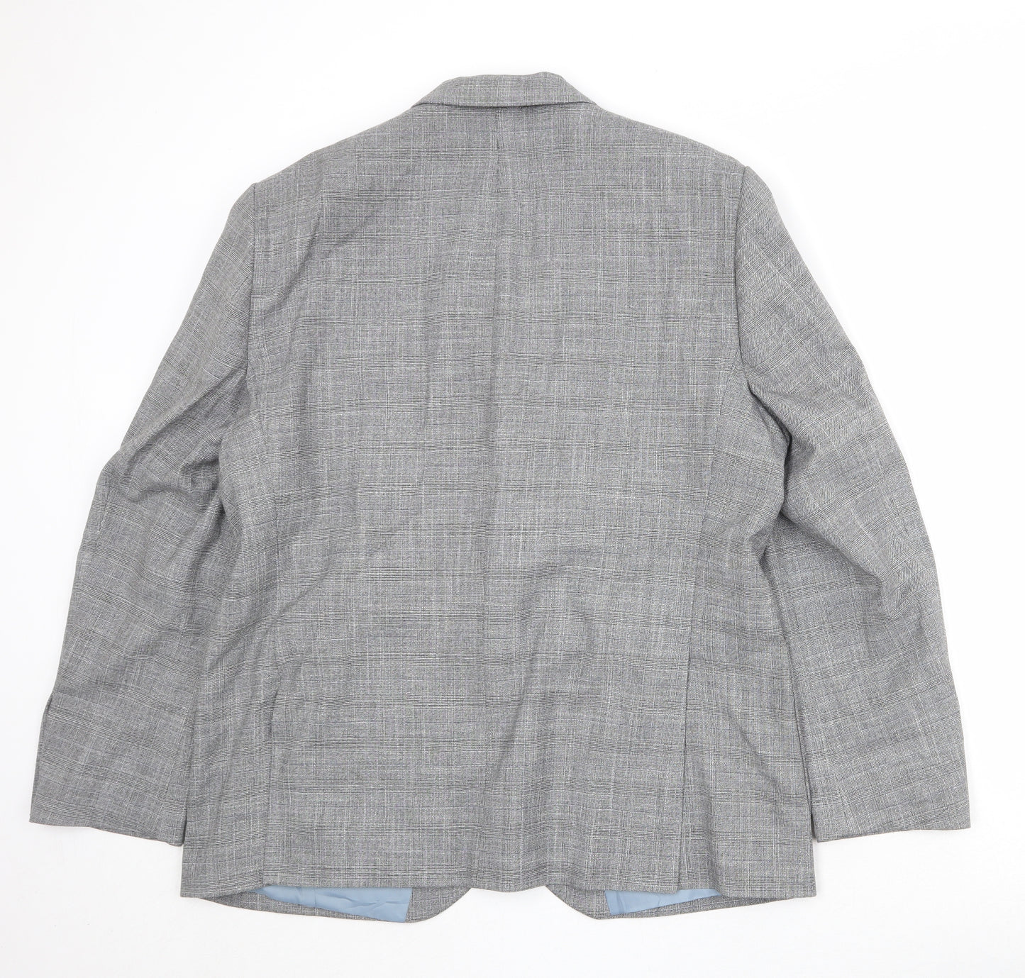 Marks and Spencer Mens Grey Plaid Polyester Jacket Suit Jacket Size 44 Regular
