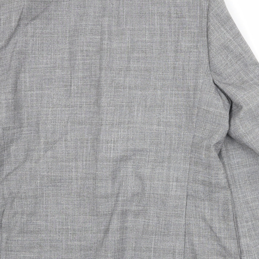 Marks and Spencer Mens Grey Plaid Polyester Jacket Suit Jacket Size 44 Regular