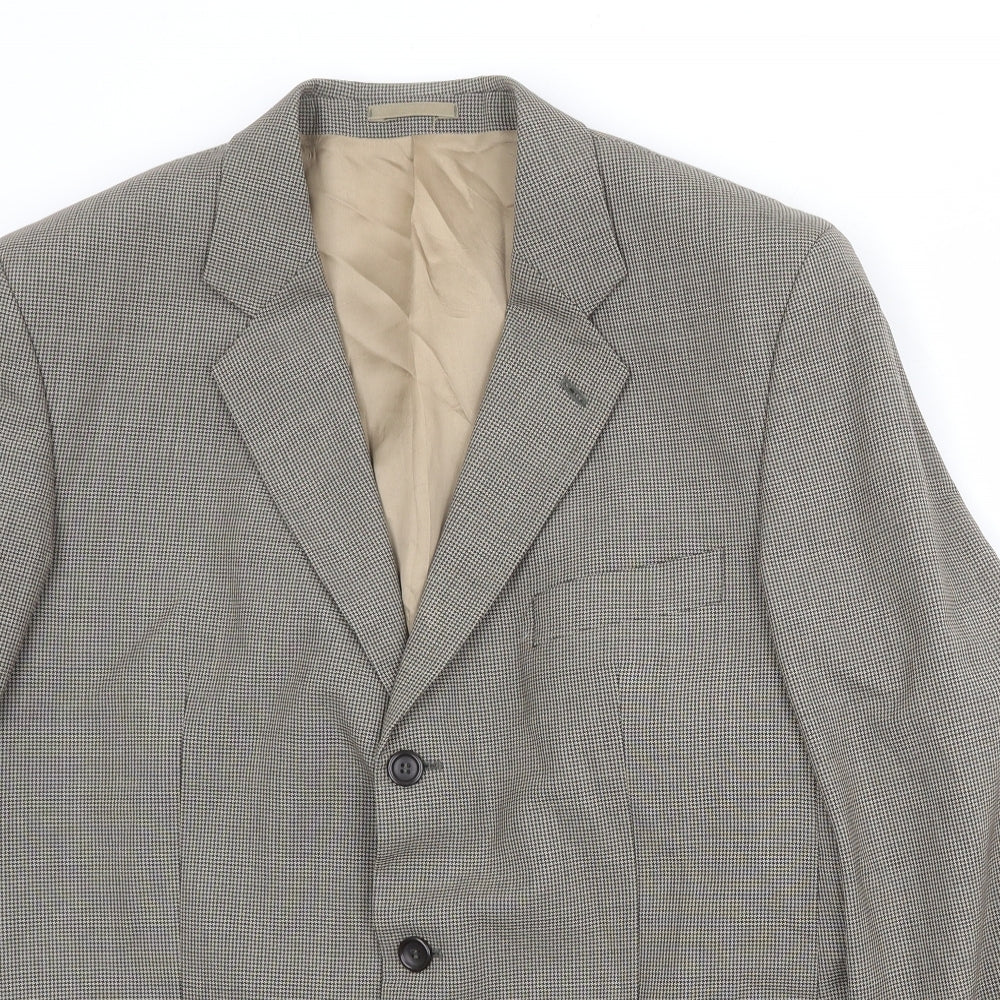 Brook Taverner Mens Beige Geometric Wool Jacket Suit Jacket Size 42 Regular