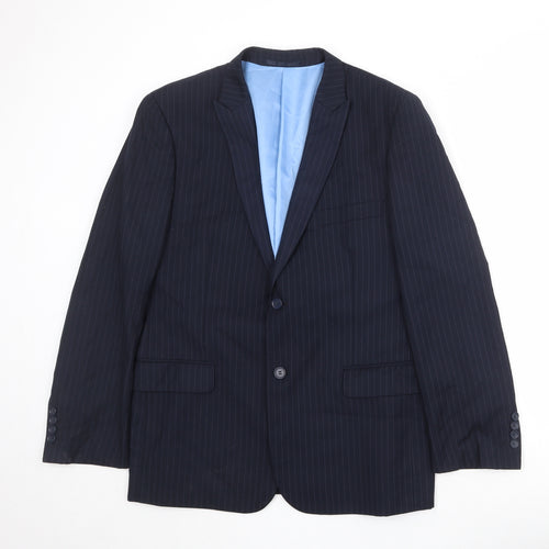 French Connection Mens Blue Striped Polyester Jacket Suit Jacket Size 42 Regular
